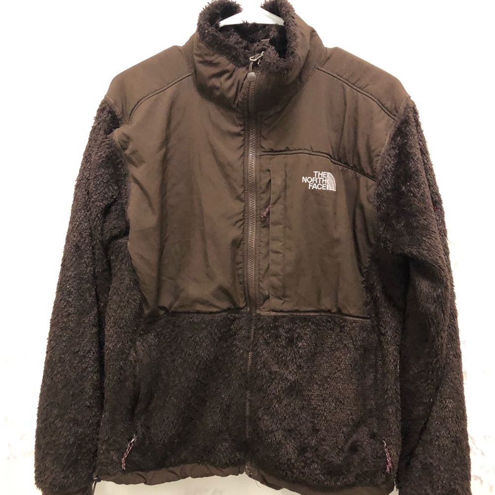 Brown North Face Fuzzy Zip Up Fleece